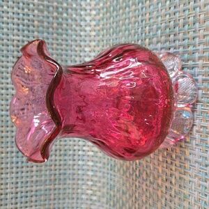 Pilgram Cranberry Glass Thumbprint 4 inch Vase